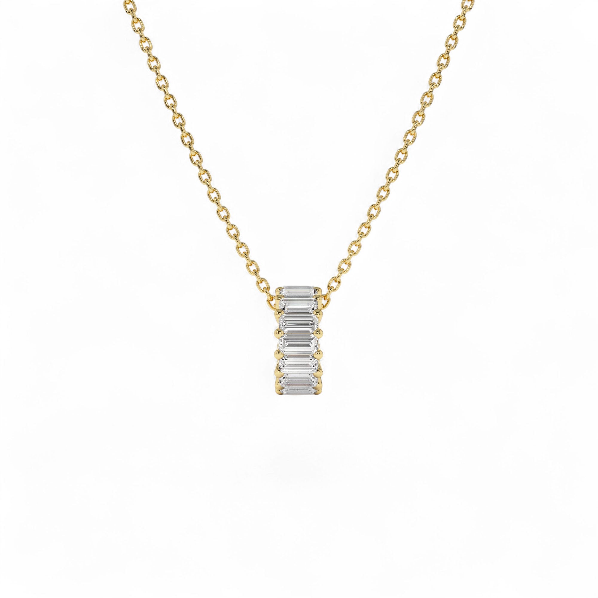 0.80 Ctw 14k Prong Setting Lab Grown Baguette Diamond Rondelle Charm - view 3