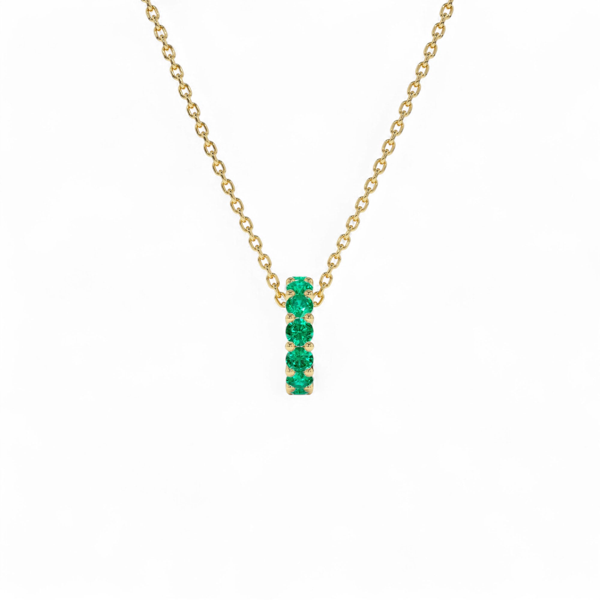 14k Emerald Rondelle Charm - view 2