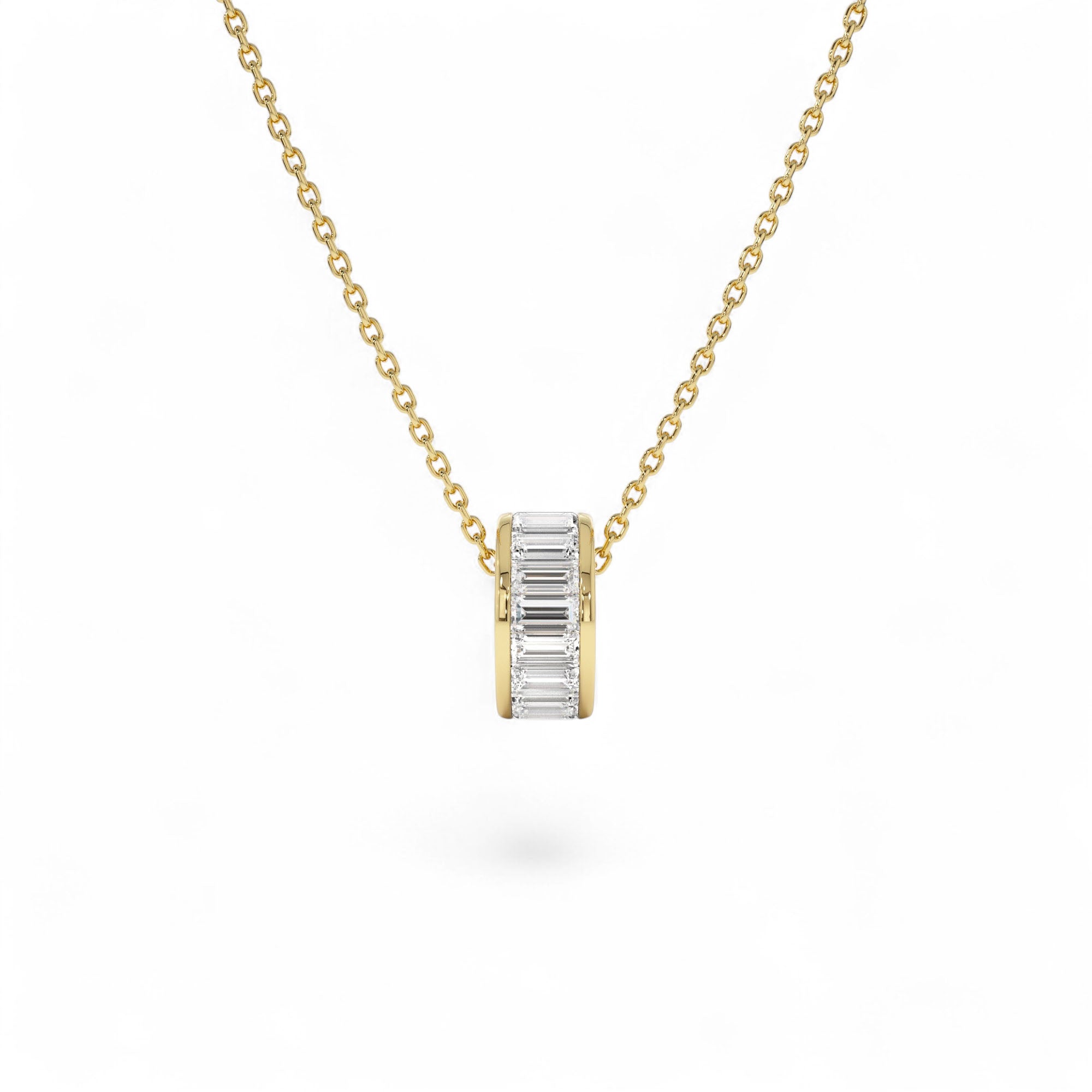 0.85 Ctw 14k Lab Grown Baguette Diamond Rondelle Charm - view 3