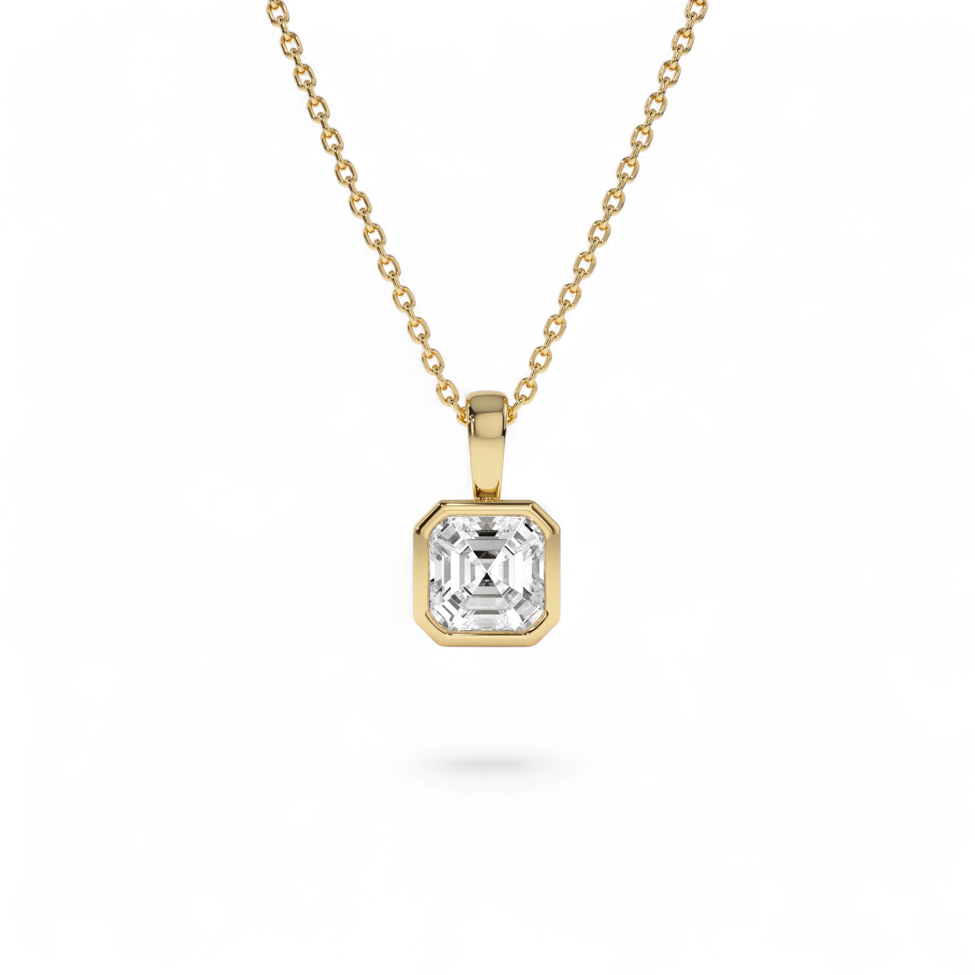 1 CTW 14K Lab Grown Bezel Set Asscher Cut Diamond Charm by Orlina Fine