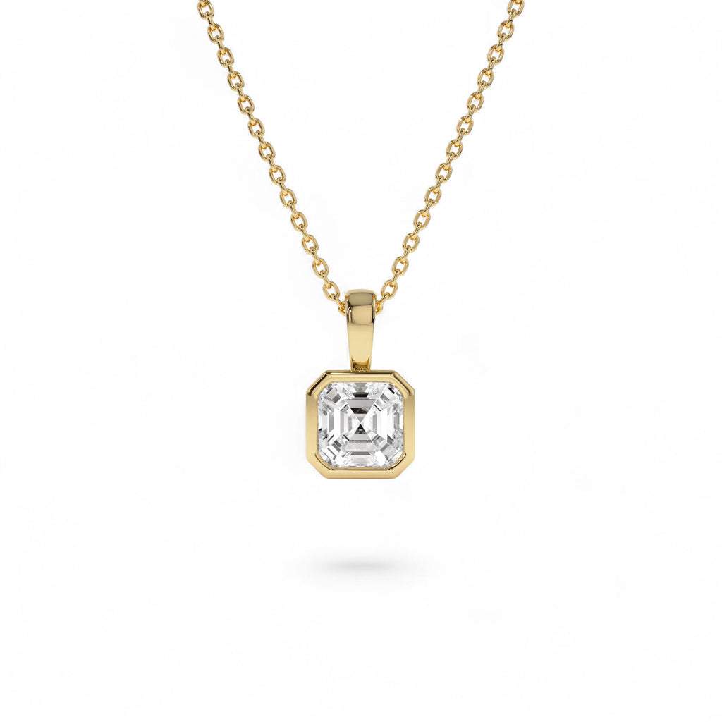 1 CTW 14K Lab Grown Bezel Set Asscher Cut Diamond Charm by Orlina Fine