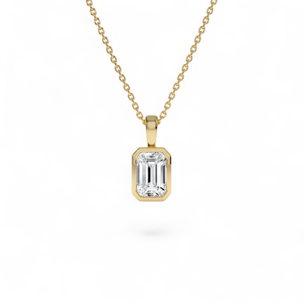 1 CTW 14K Lab Grown Bezel Set Emerald Cut Diamond Charm by Orlina Fine