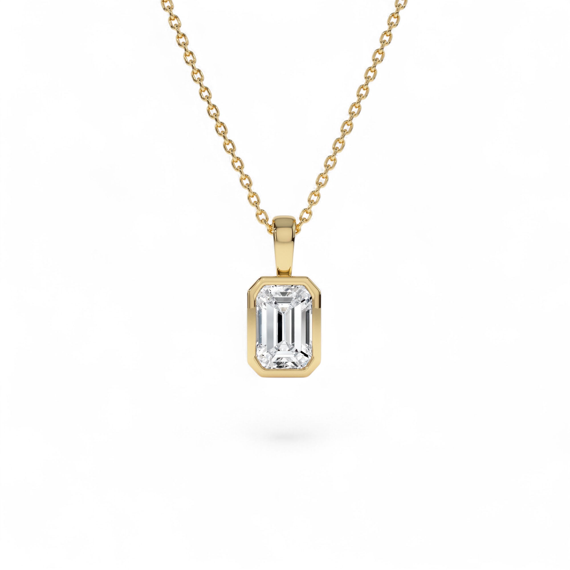 1 CTW 14K Lab Grown Bezel Set Emerald Cut Diamond Charm by Orlina Fine