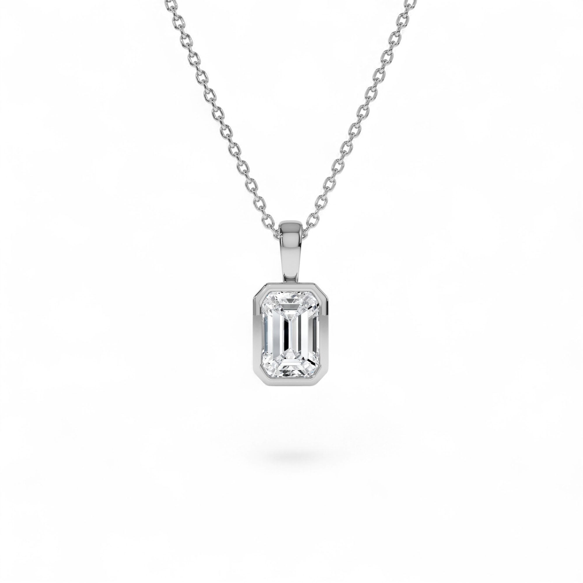 1 CTW 14K Lab Grown Bezel Set Emerald Cut Diamond Charm - view 2