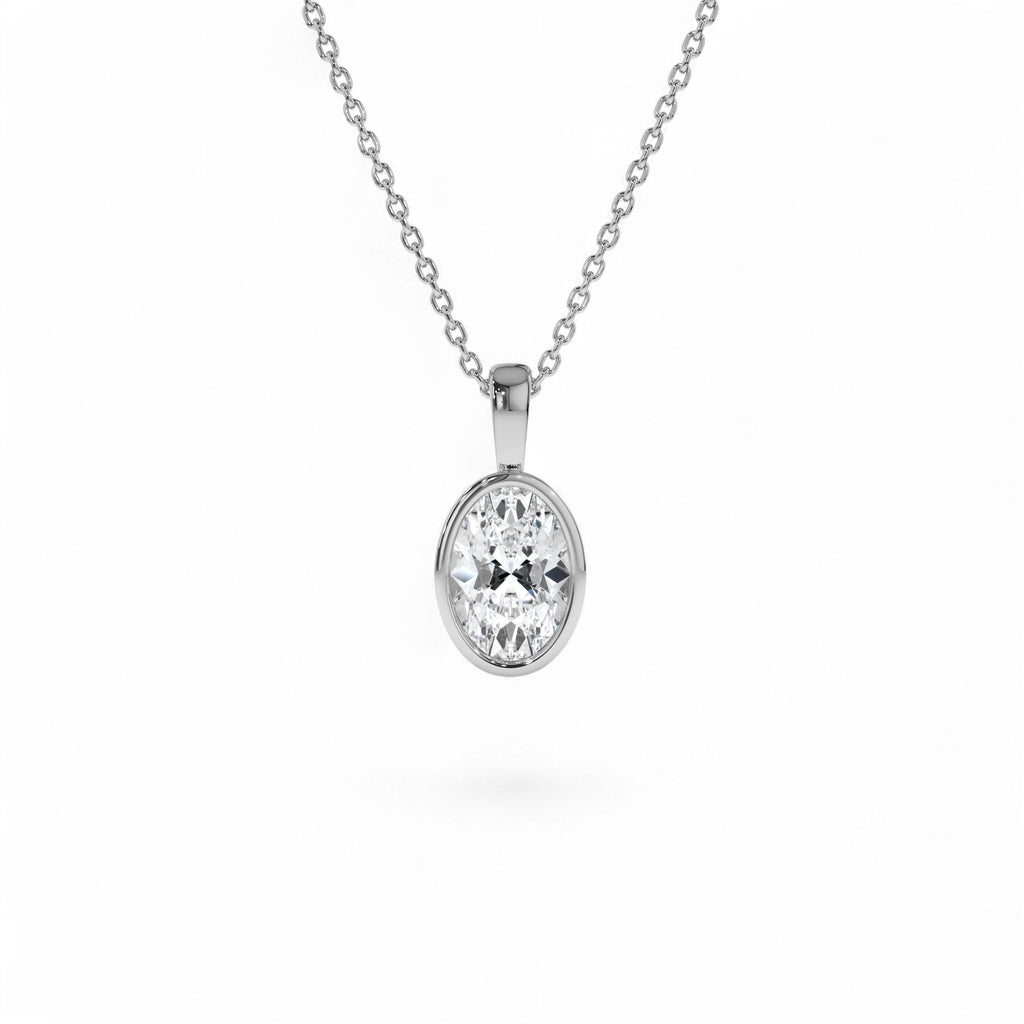 1 CTW 14K Lab Grown Bezel Set Oval Shape Diamond Charm - view 2
