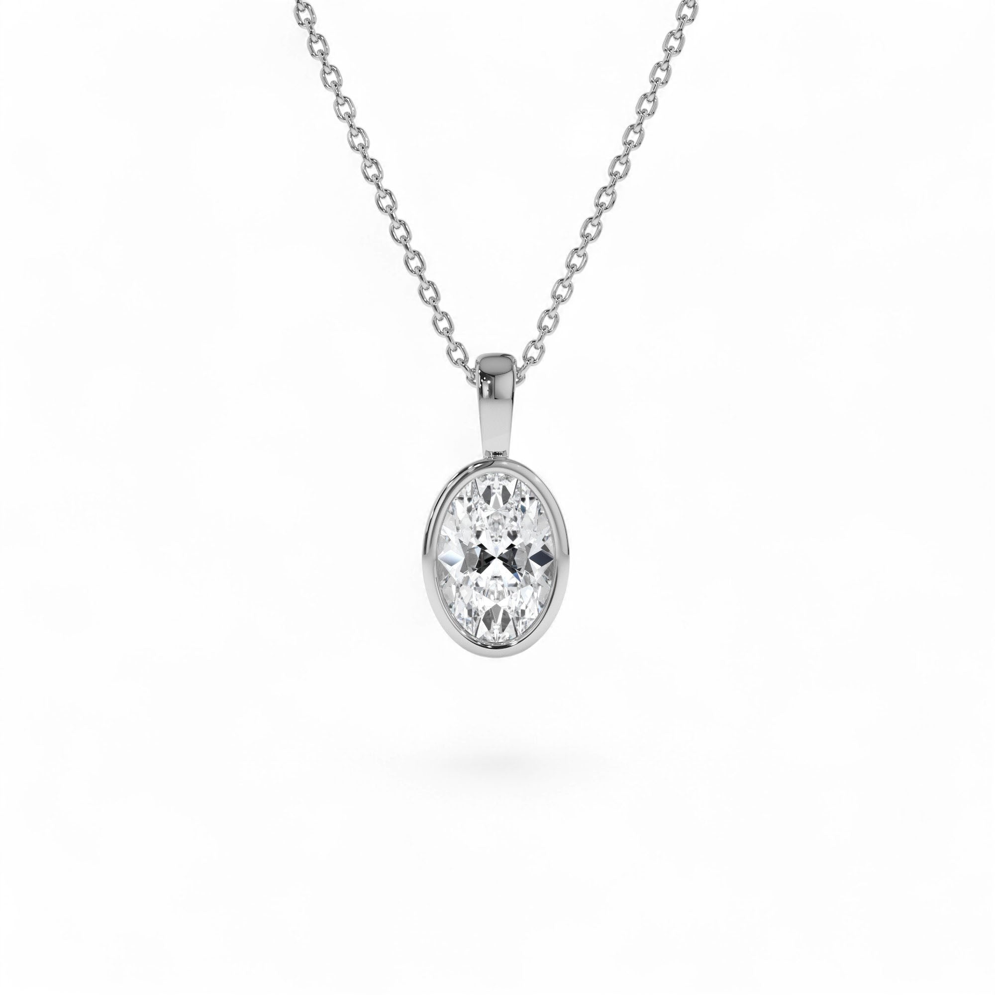 1 CTW 14K Lab Grown Bezel Set Oval Shape Diamond Charm - view 2