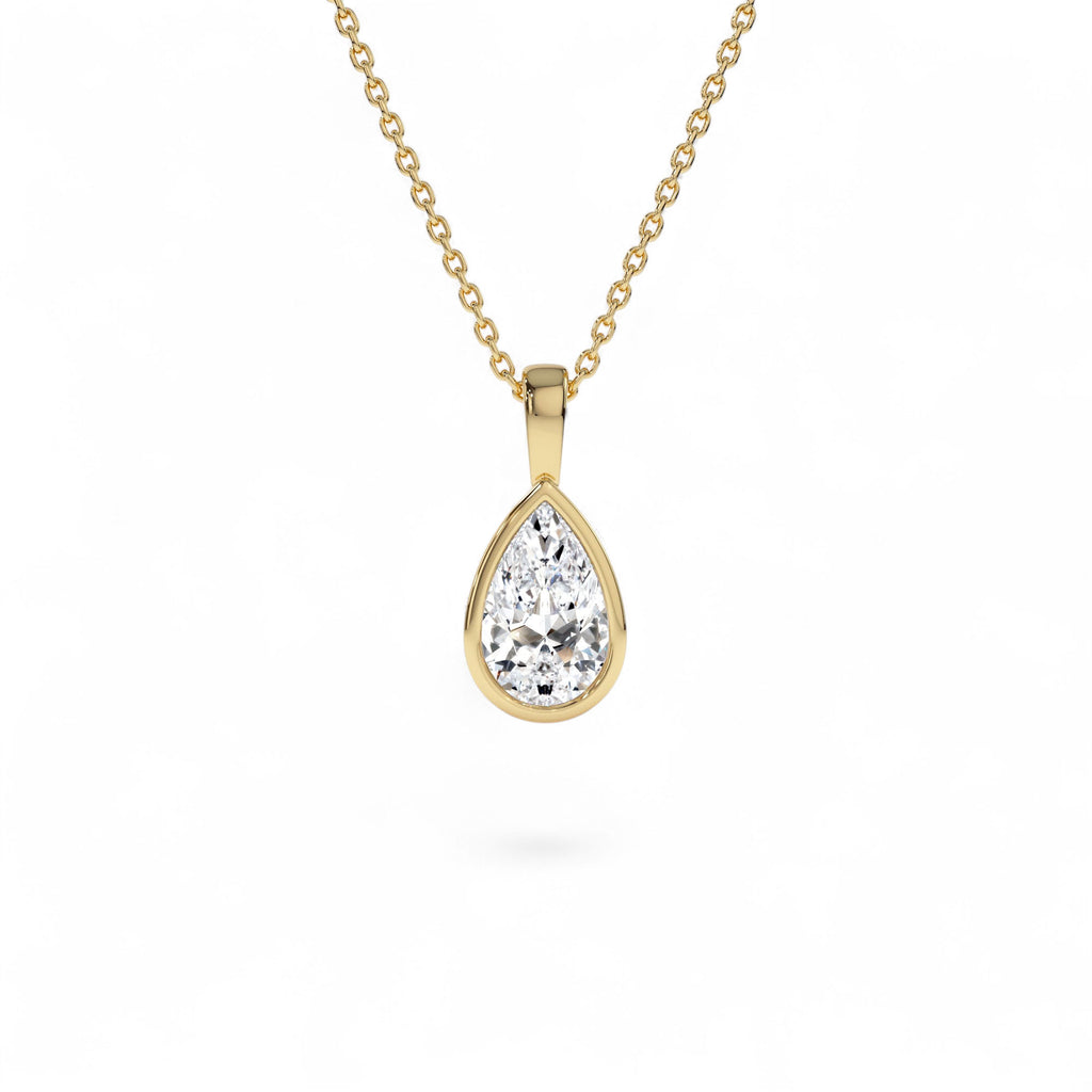 1 CTW 14K Lab Grown Bezel Set Pear Shape Diamond Charm by Orlina Fine