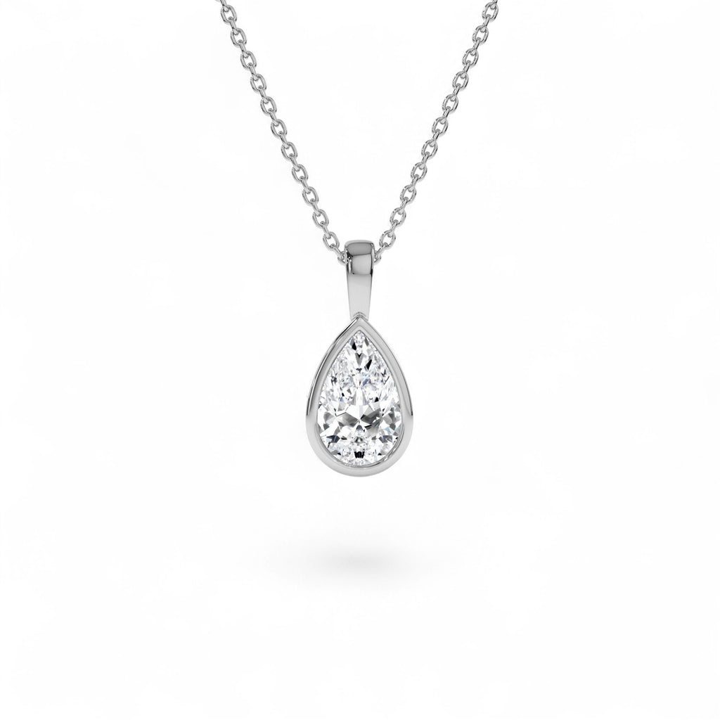 1 CTW 14K Lab Grown Bezel Set Pear Shape Diamond Charm - view 2