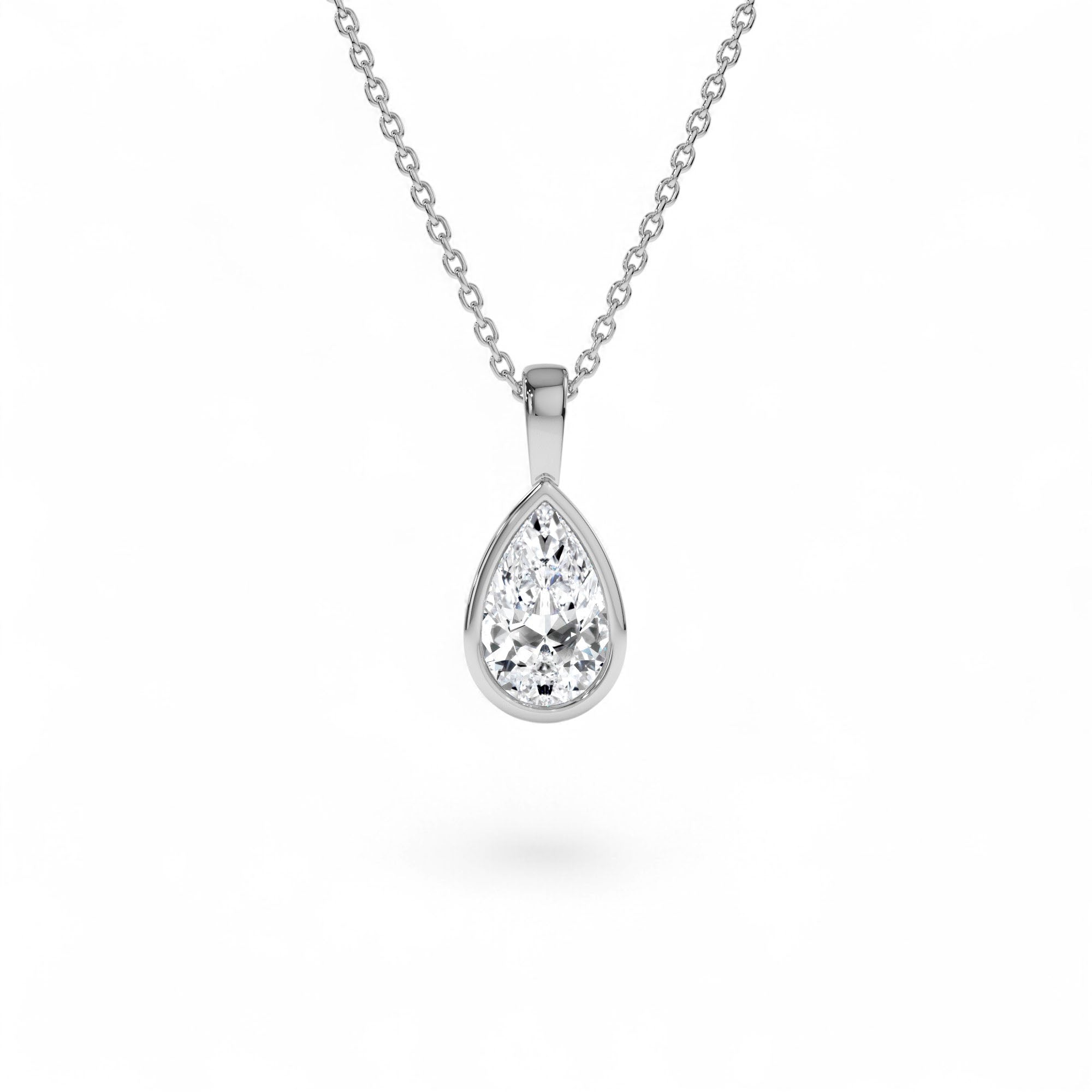 1 CTW 14K Lab Grown Bezel Set Pear Shape Diamond Charm - view 2