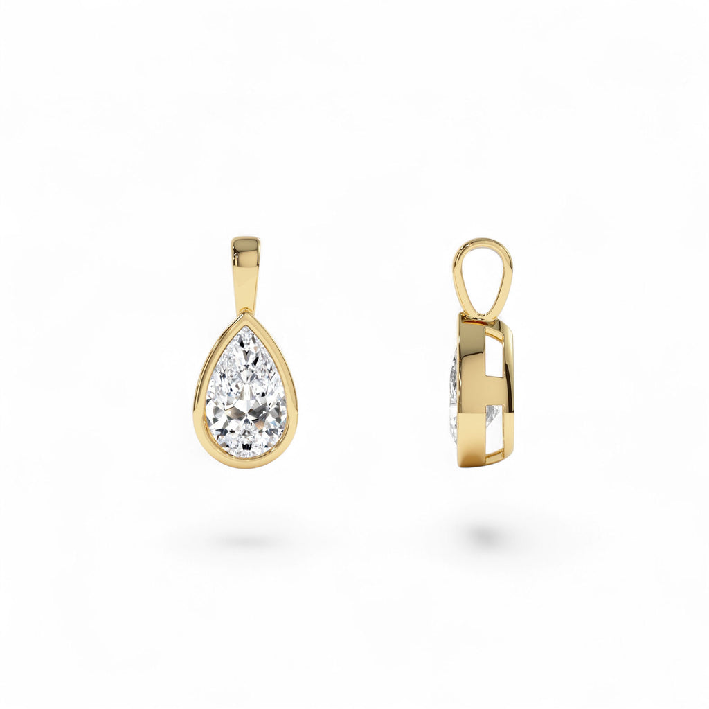1 CTW 14K Lab Grown Bezel Set Pear Shape Diamond Charm - view 3