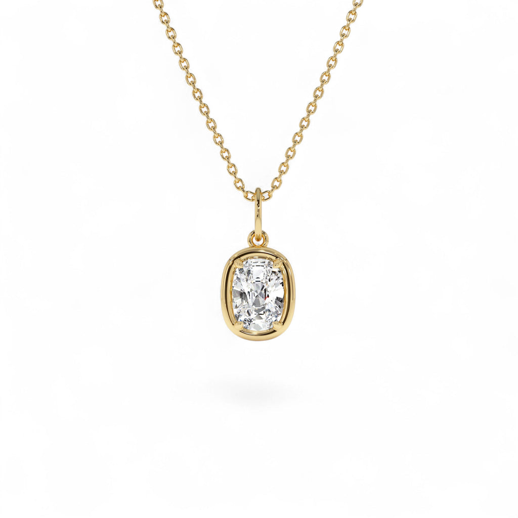 1 CTW 14K Cushion Cut Lab Grown Diamond Pendant Necklace by Orlina Fine
