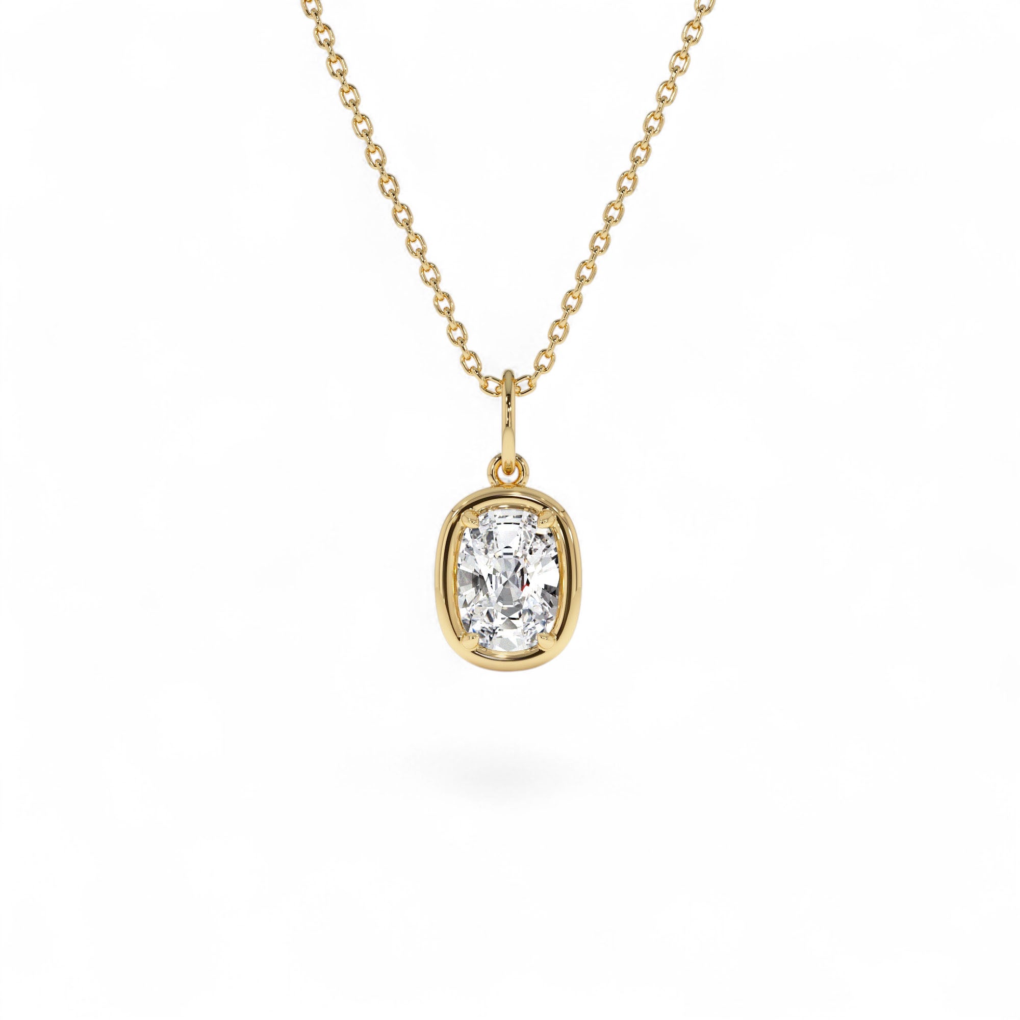 1 CTW 14k Cushion Cut Lab Grown Diamond Pendant Necklace by Orlina Fine