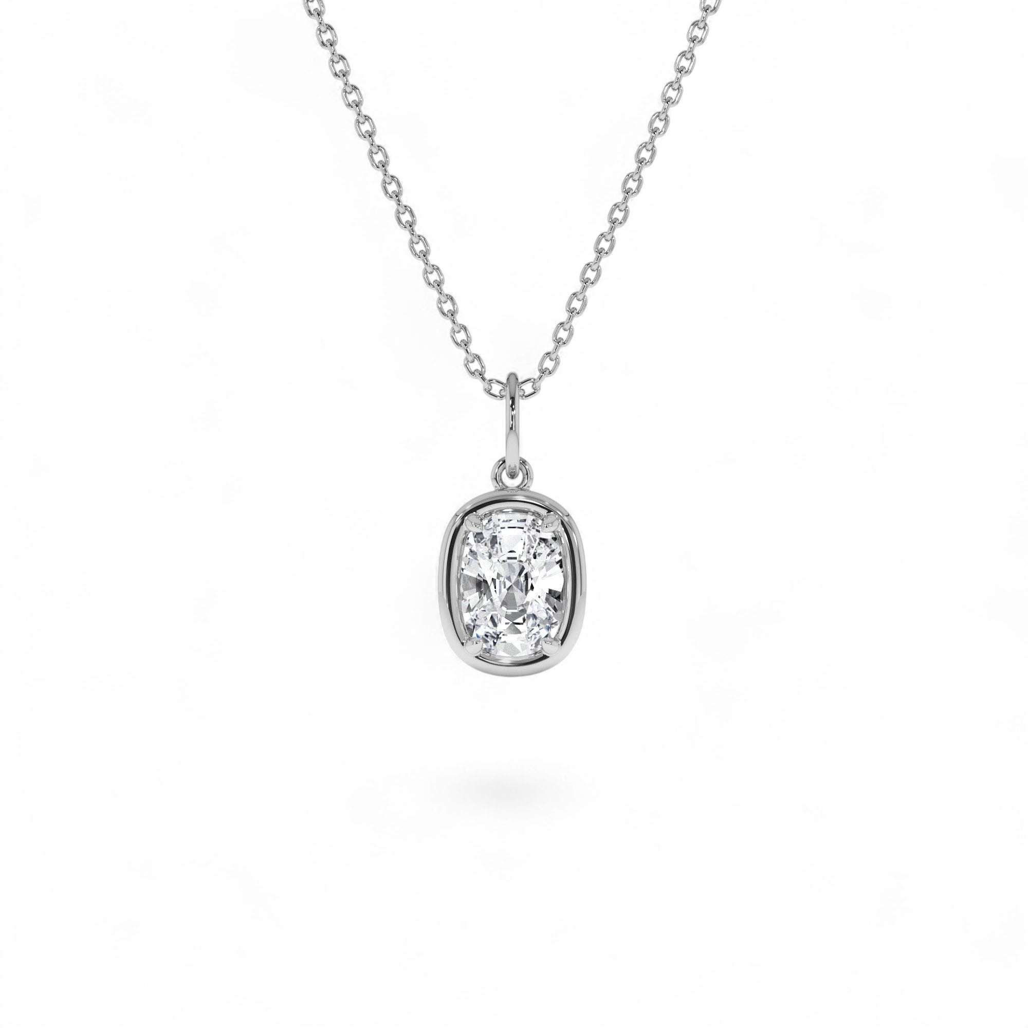 1 CTW 14K Cushion Cut Lab Grown Diamond Pendant Necklace - view 2