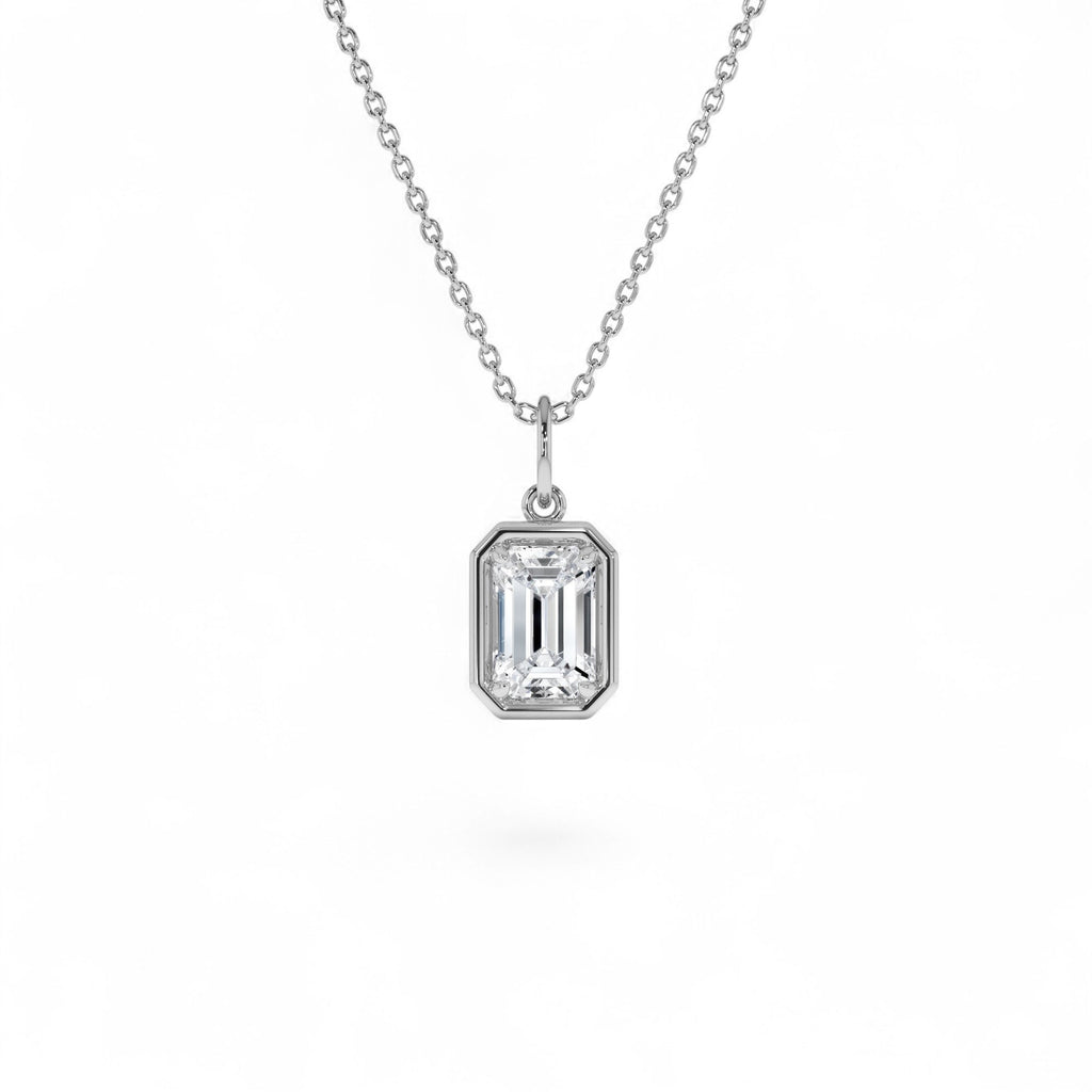 1 CTW 14k Emerald Cut Lab Grown Diamond Pendant Necklace - view 2