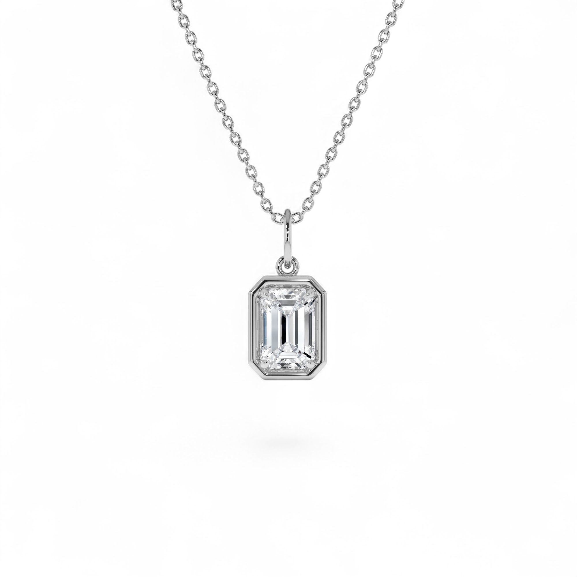 1 CTW 14k Emerald Cut Lab Grown Diamond Pendant Necklace - view 2