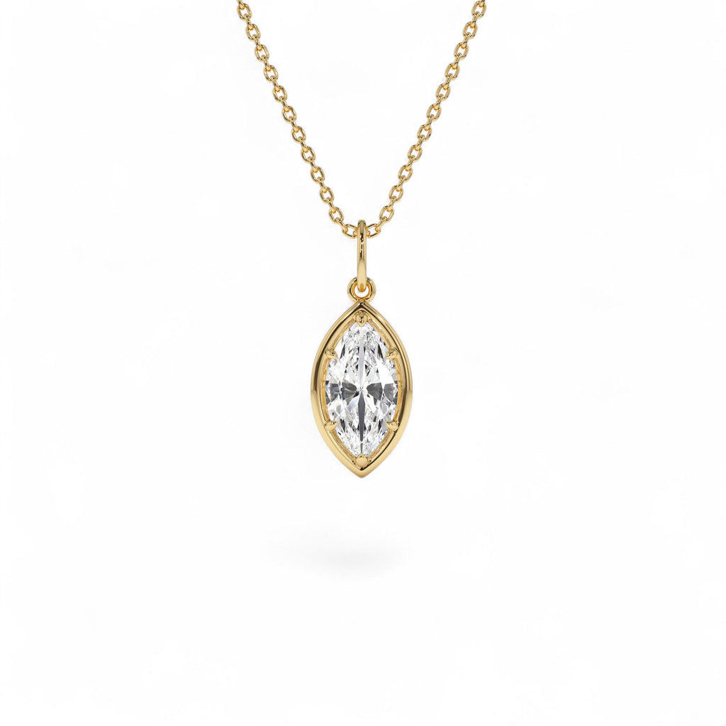 1 CTW 14k Marquise Shape Lab Grown Diamond Pendant Necklace by Orlina Fine