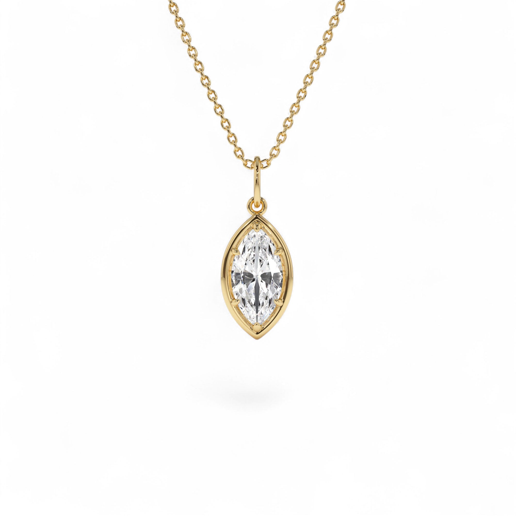 1 CTW 14k Marquise Shape Lab Grown Diamond Pendant Necklace by Orlina Fine