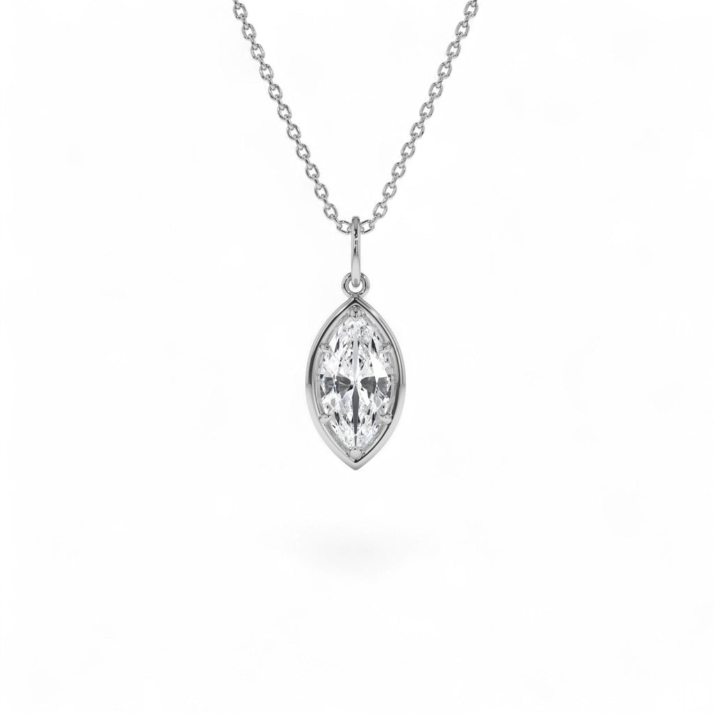 1 CTW 14K Marquise Shape Lab Grown Diamond Pendant Necklace - view 2