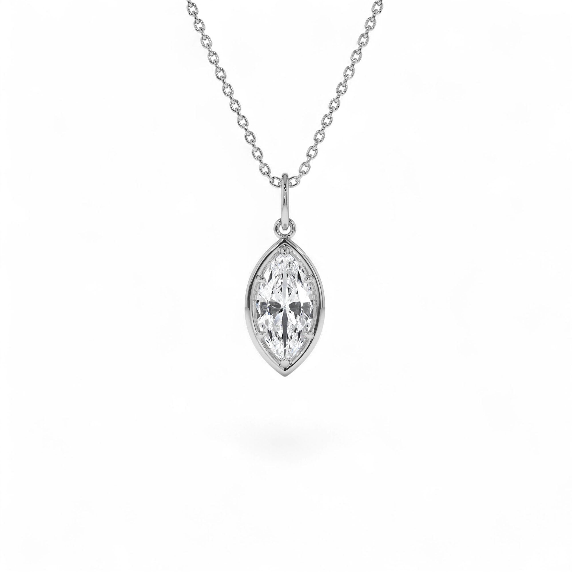 1 CTW 14k Marquise Shape Lab Grown Diamond Pendant Necklace - view 2