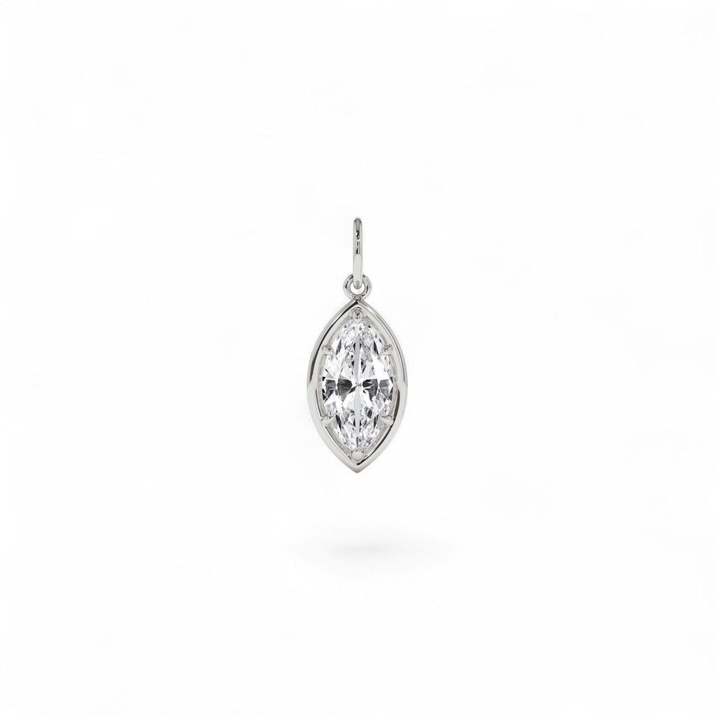 1 CTW 14k Marquise Shape Lab Grown Diamond Pendant Necklace - view 3