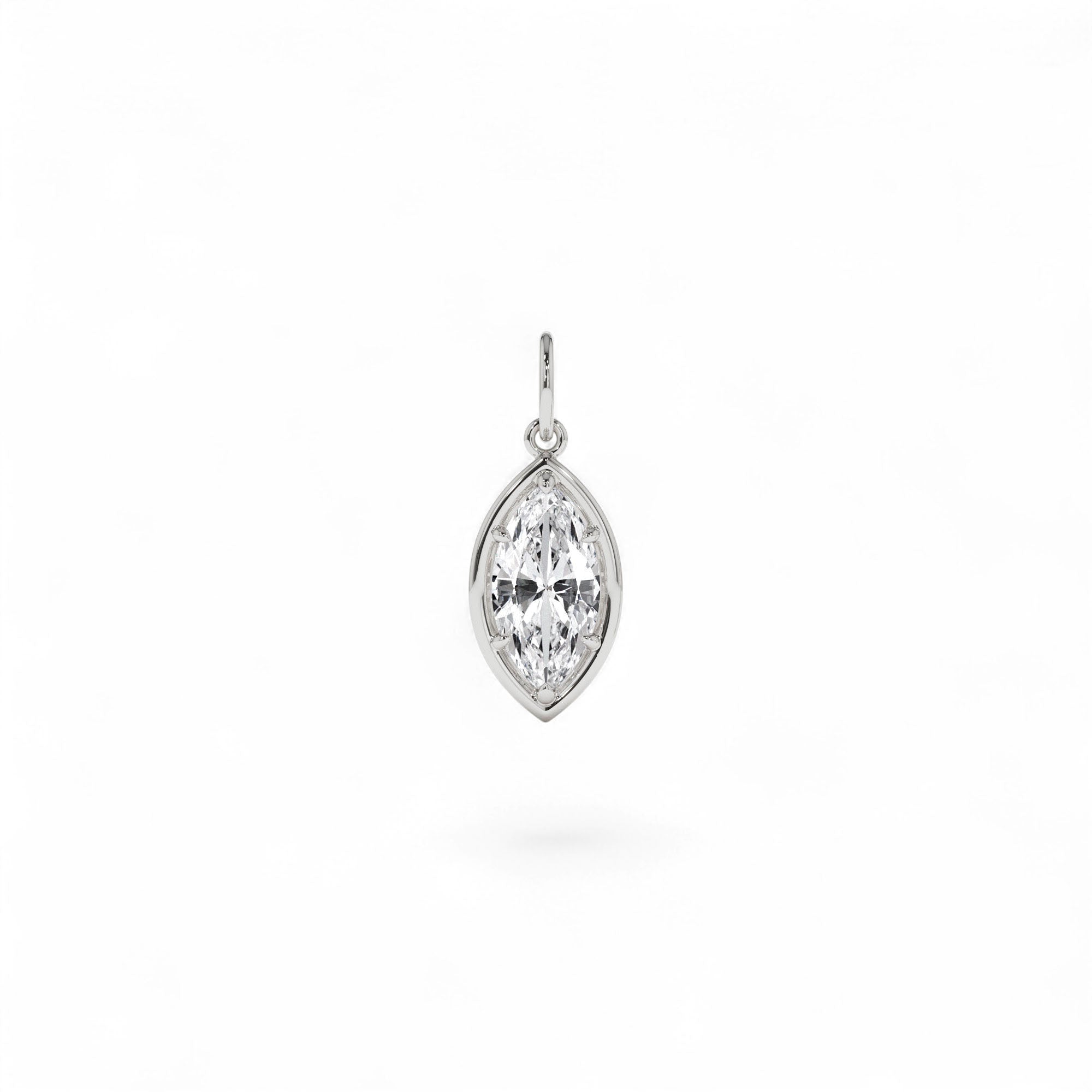 1 CTW 14k Marquise Shape Lab Grown Diamond Pendant Necklace - view 3