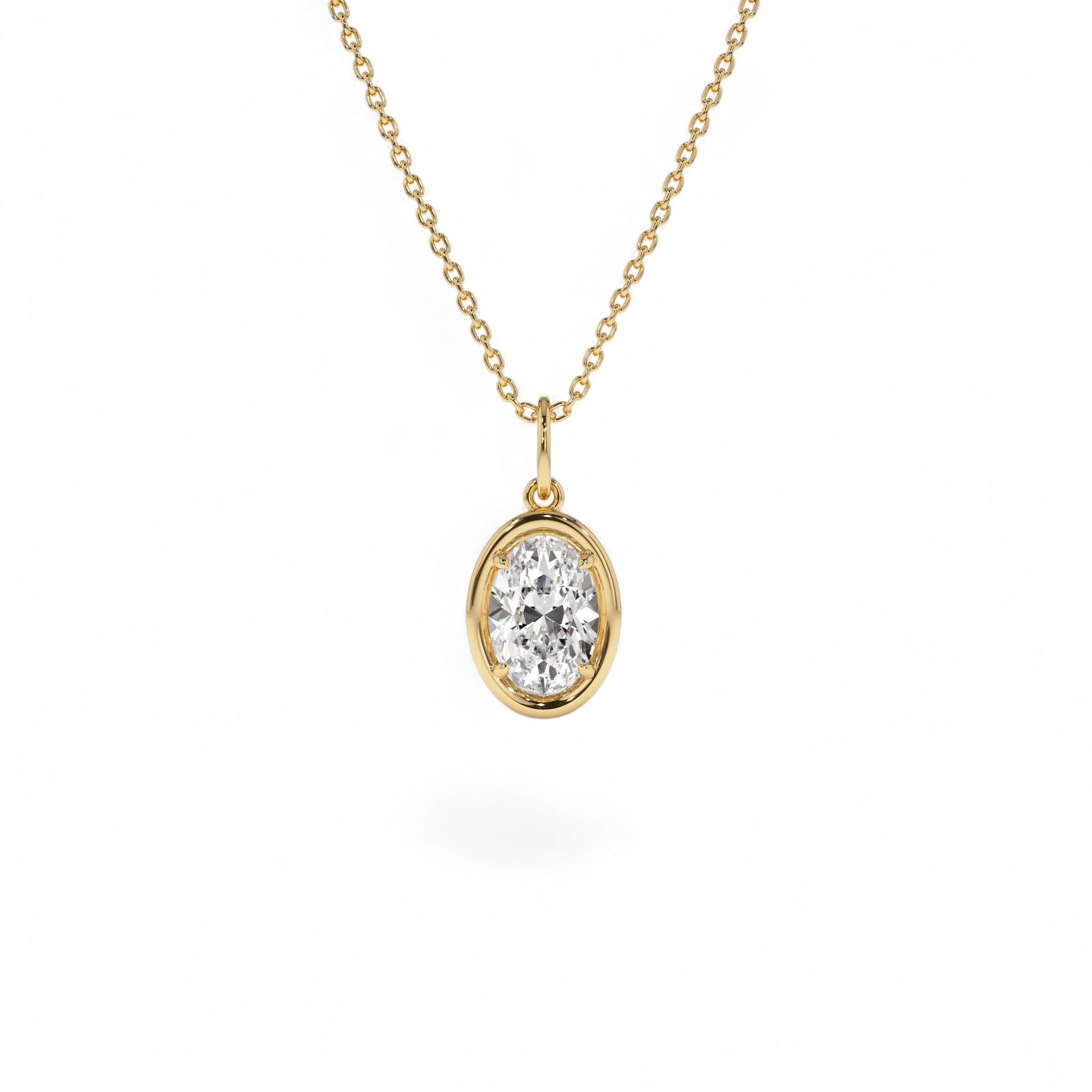 1 CTW 14K Oval Shaped Lab Grown Diamond Pendant Necklace by Orlina Fine