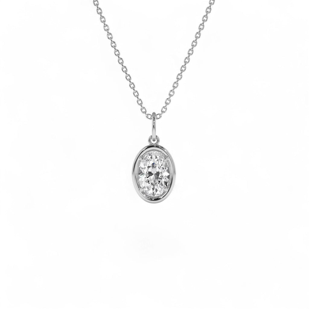 1 CTW 14K Oval Shaped Lab Grown Diamond Pendant Necklace - view 2