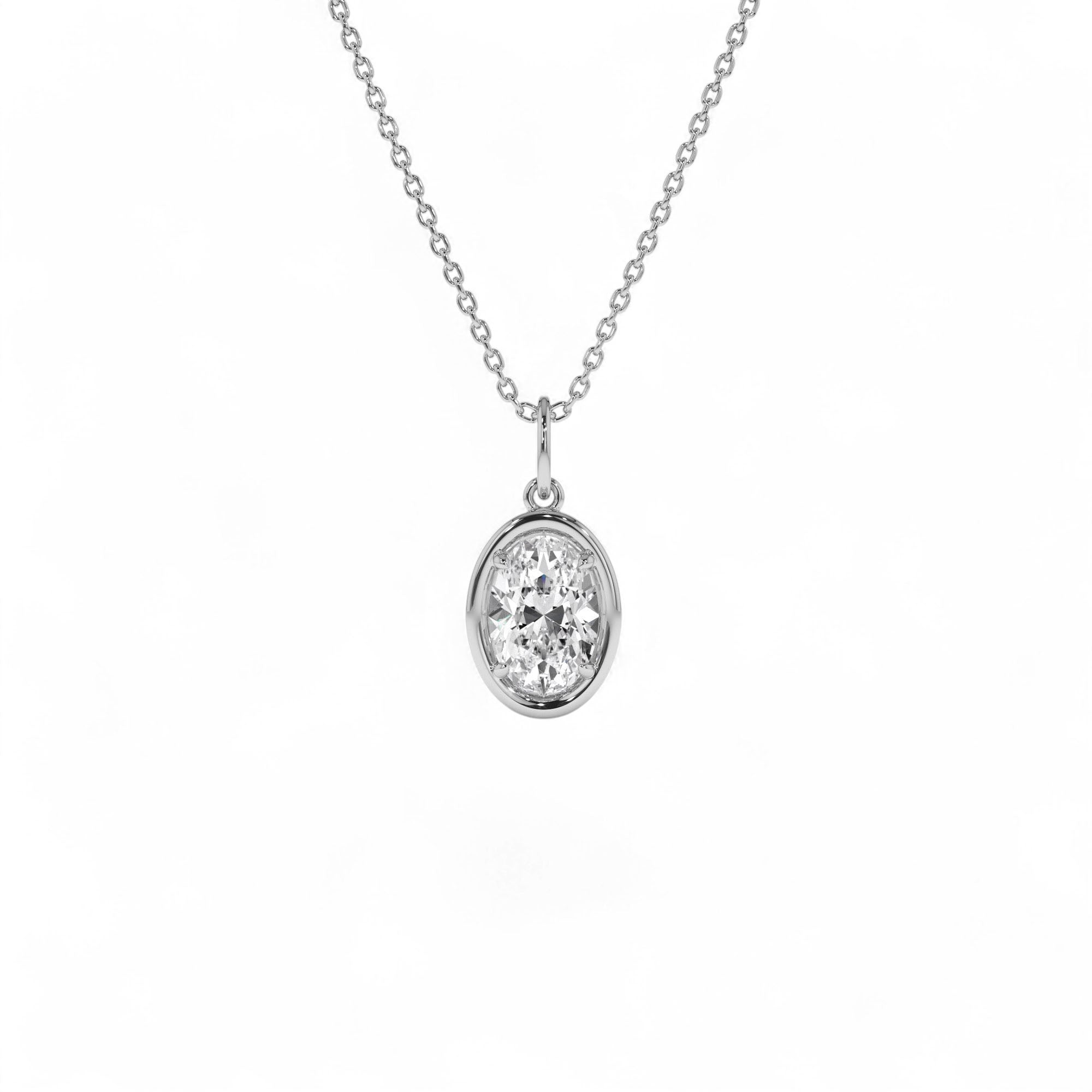1 CTW 14k Oval Shaped Lab Grown Diamond Pendant Necklace - view 2