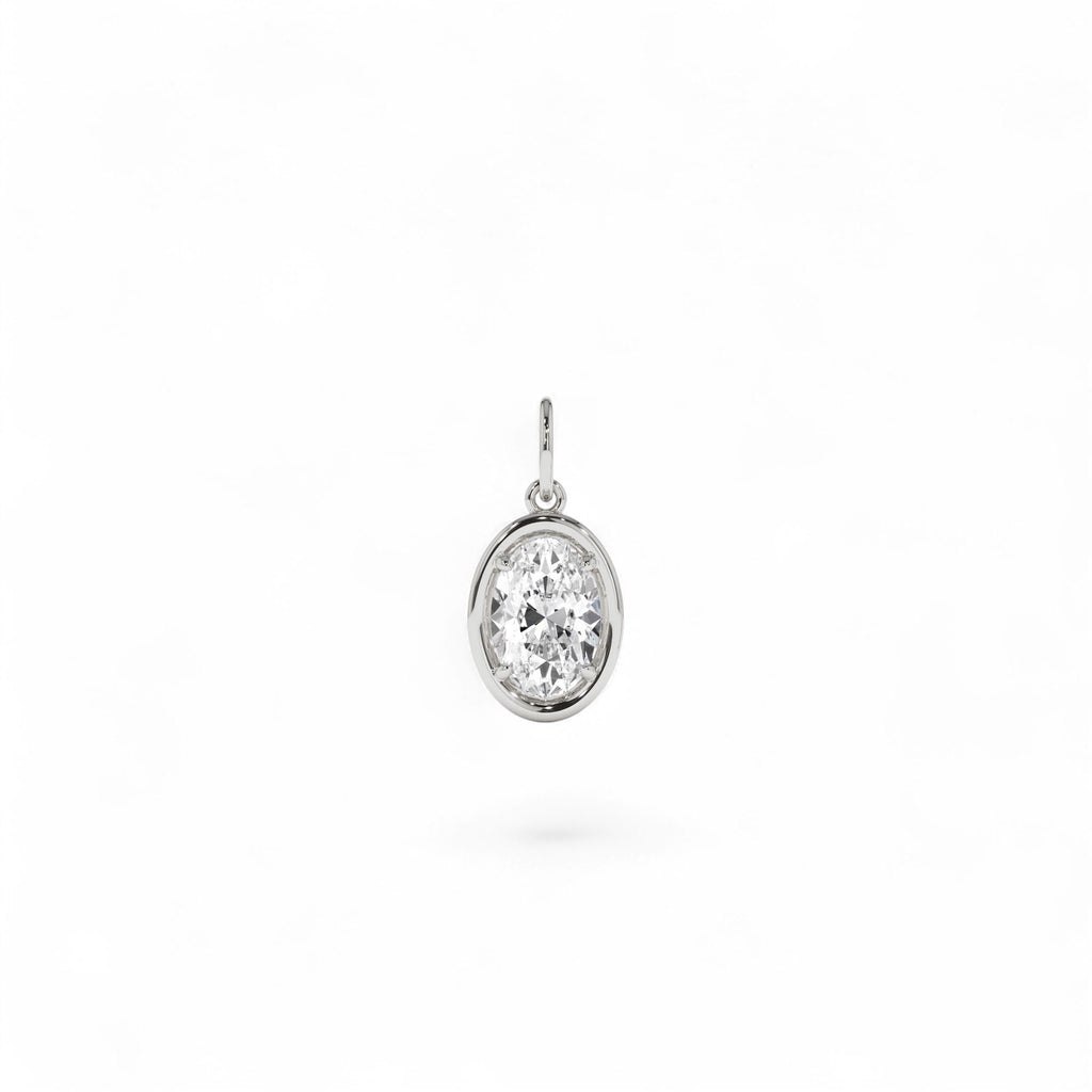 1 CTW 14k Oval Shaped Lab Grown Diamond Pendant Necklace - view 3