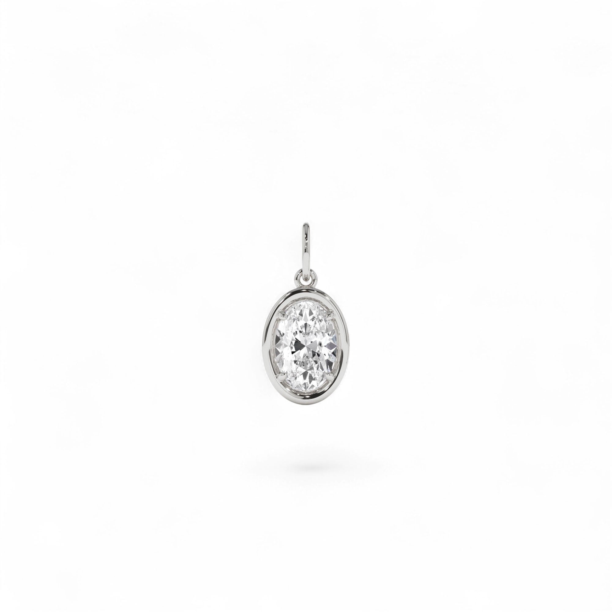 1 CTW 14k Oval Shaped Lab Grown Diamond Pendant Necklace - view 3