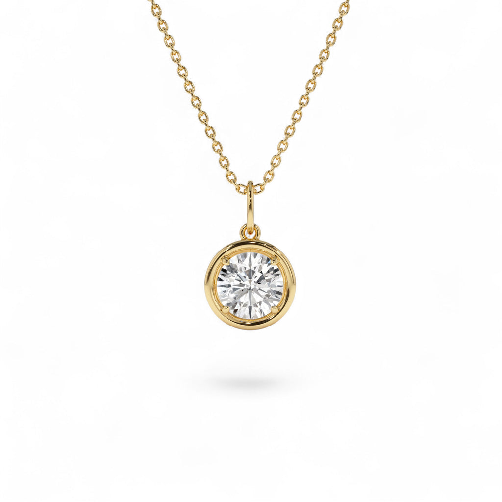 1 CTW 14K Round Shaped Lab Grown Diamond Pendant Necklace by Orlina Fine