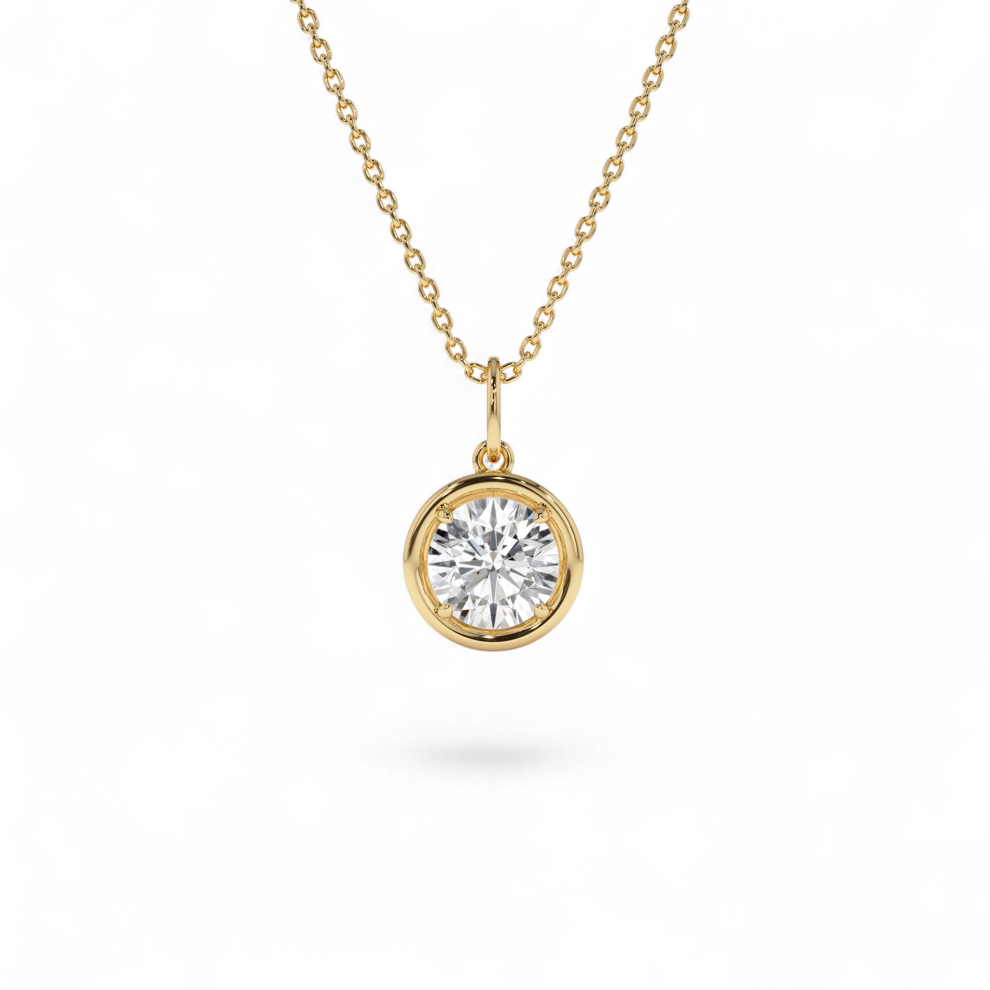 1 CTW 14k Round Shaped Lab Grown Diamond Pendant Necklace by Orlina Fine