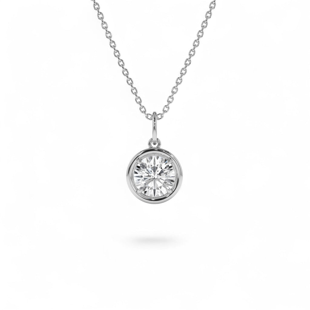 1 CTW 14k Round Shaped Lab Grown Diamond Pendant Necklace - view 2