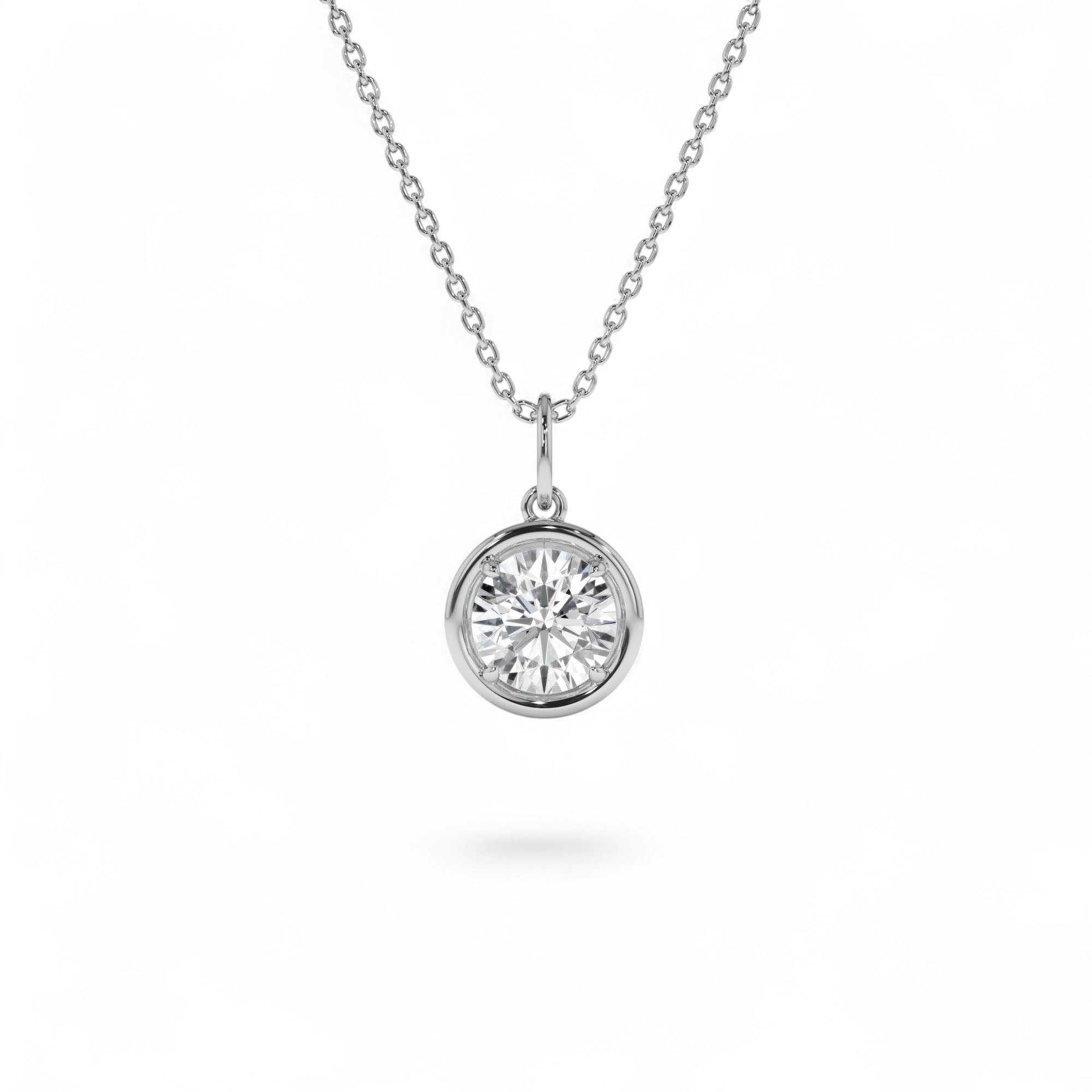1 CTW 14k Round Shaped Lab Grown Diamond Pendant Necklace - view 2