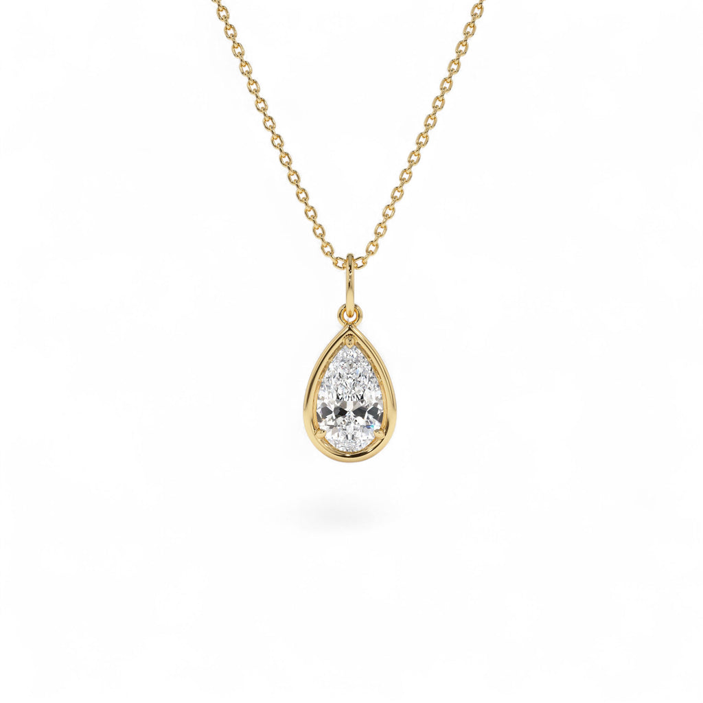 1 CTW 14K Pear Shaped Lab Grown Diamond Pendant Necklace by Orlina Fine