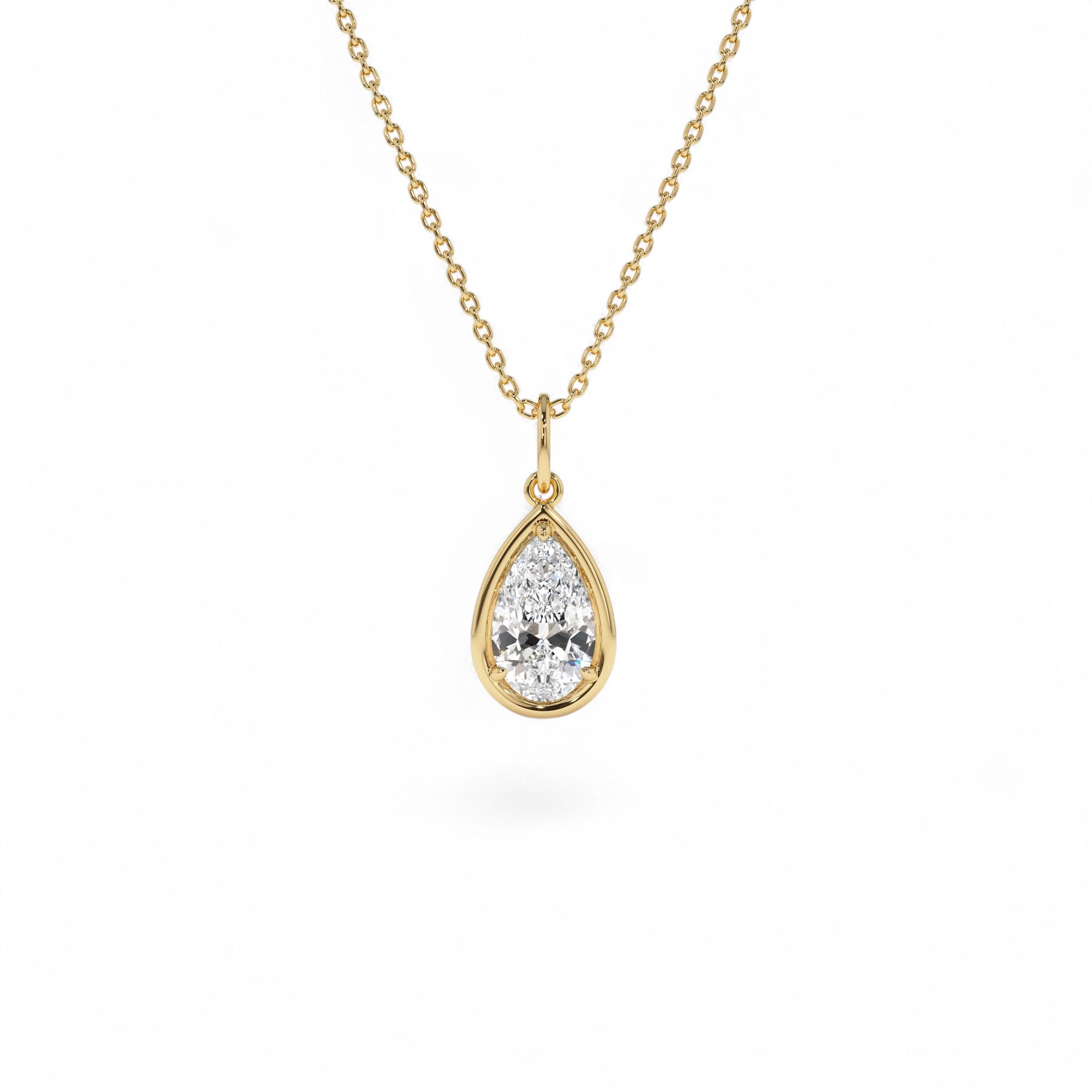 1 CTW 14K Pear Shaped Lab Grown Diamond Pendant Necklace by Orlina Fine