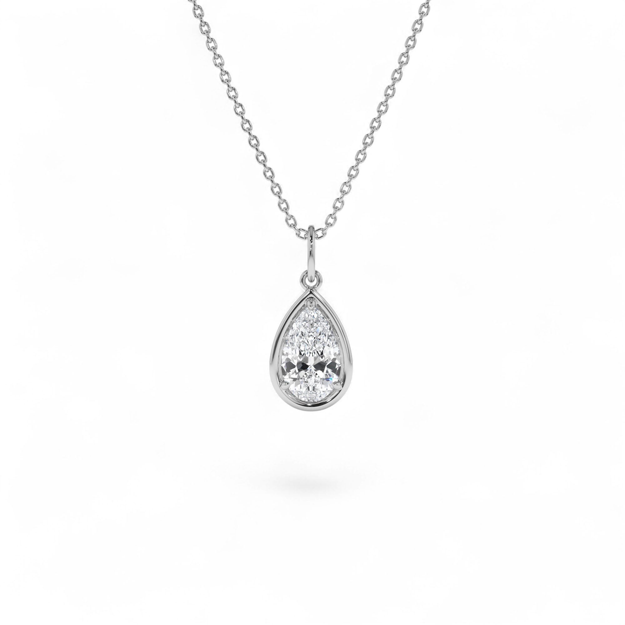 1 CTW 14k Pear Shaped Lab Grown Diamond Pendant Necklace - view 2