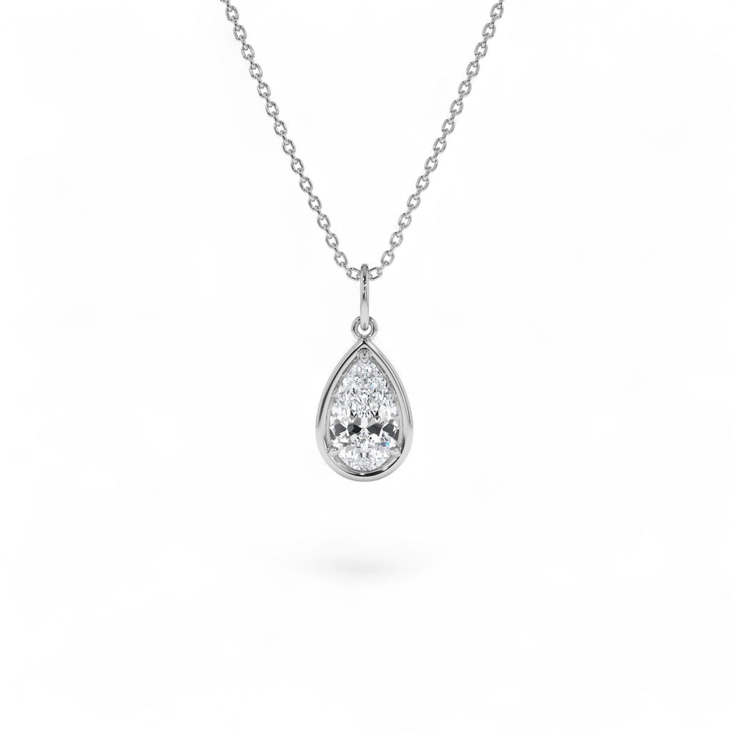 1 CTW 14K Pear Shaped Lab Grown Diamond Pendant Necklace - view 2