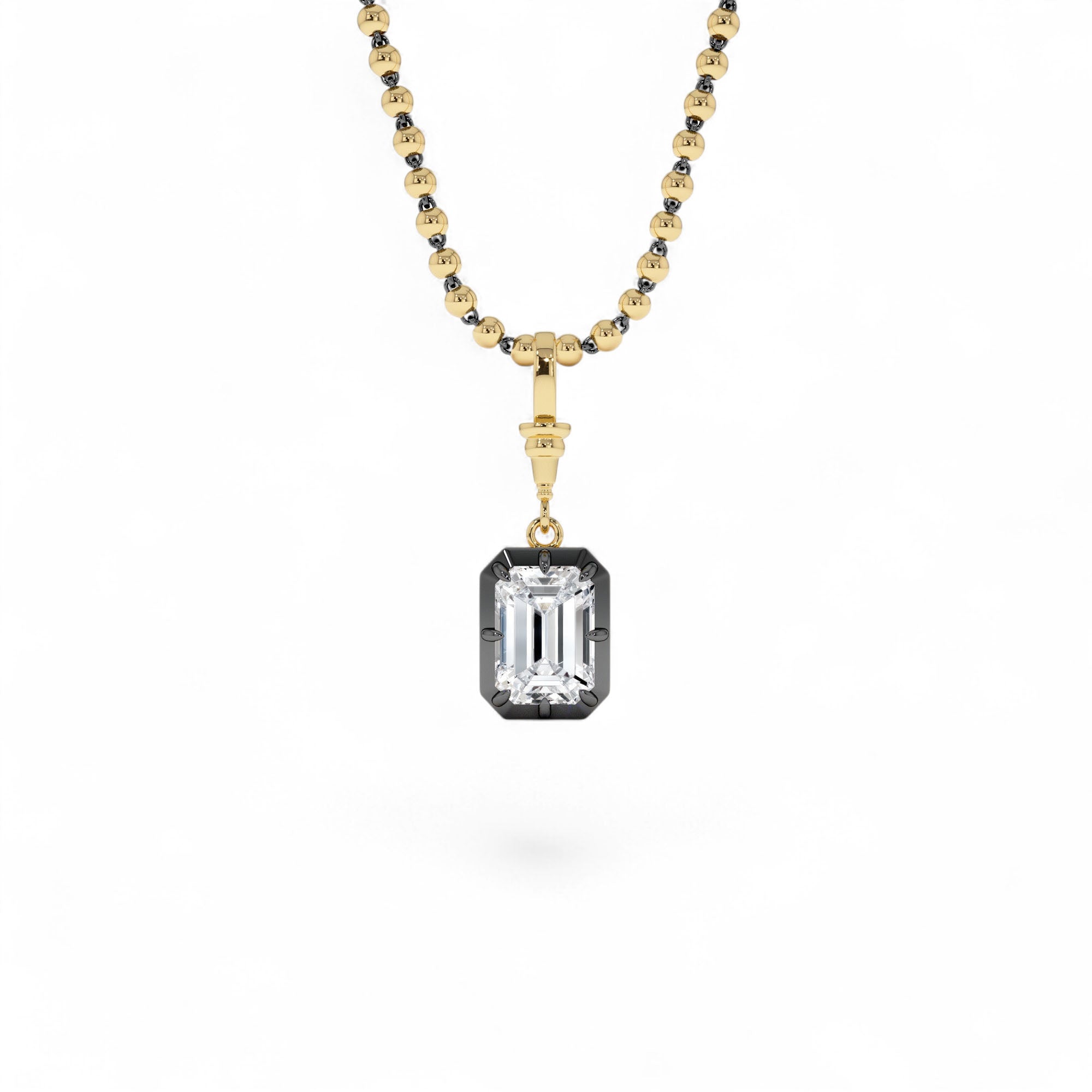 2 CTW 14K Vintage Inspired Emerald Cut Lab Grown Diamond Charm by Orlina Fine