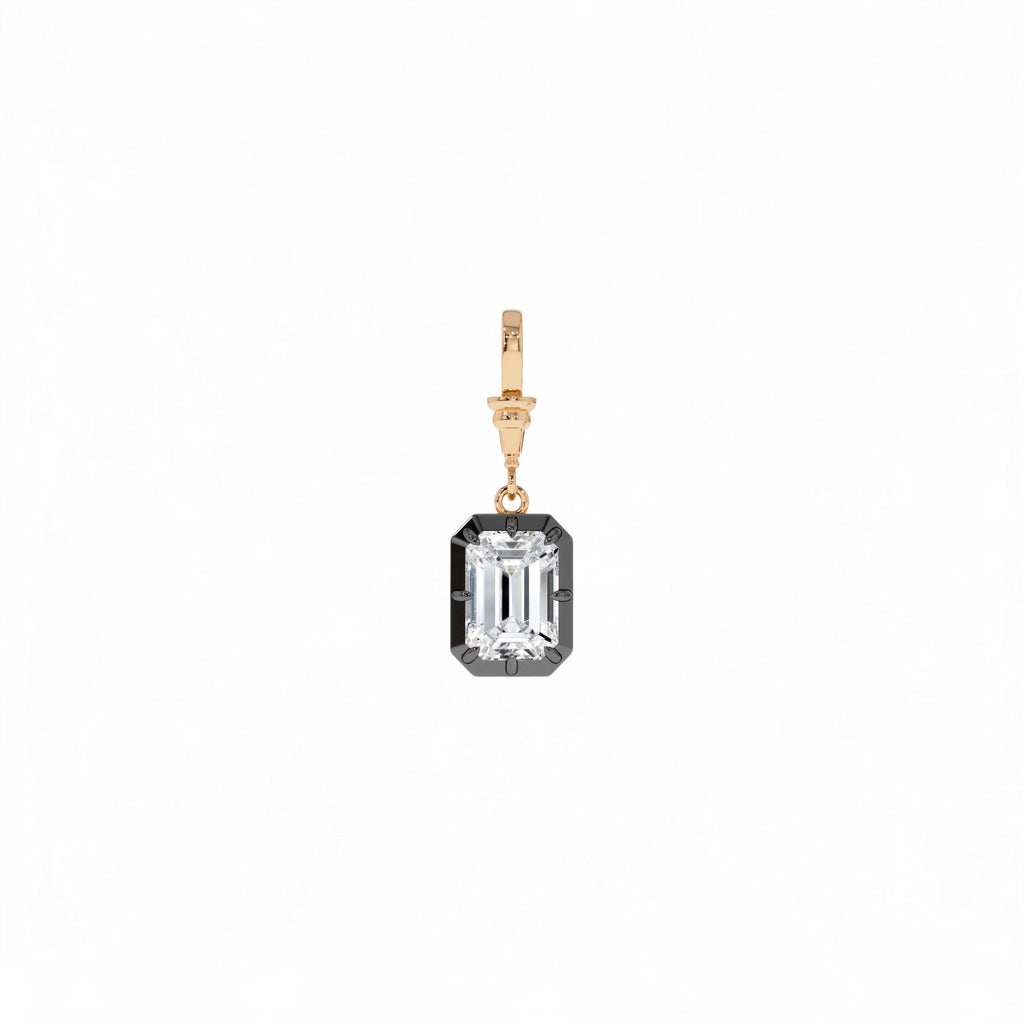 2 CTW 14K Vintage Inspired Emerald Cut Lab Grown Diamond Charm - view 2