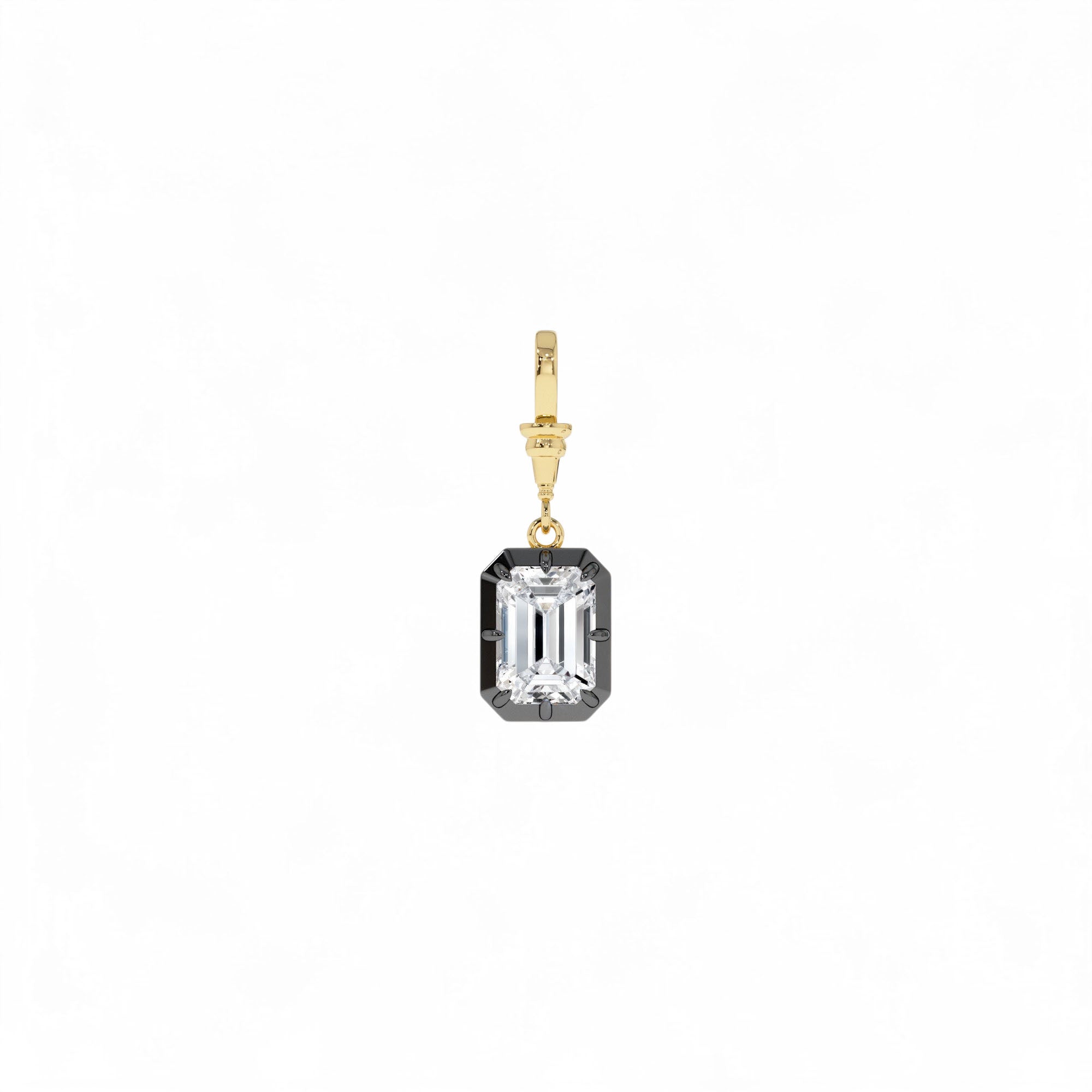 2 CTW 14K Vintage Inspired Emerald Cut Lab Grown Diamond Charm - view 3