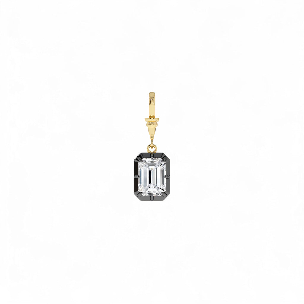 2 CTW 14K Vintage Inspired Emerald Cut Lab Grown Diamond Charm - view 3
