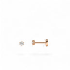 14K Gold 6 Prong Diamond Flat Back Stud - view 2