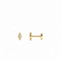 14K Gold Bezel Diamond Flat Back Stud with Milgrain Detail by Orlina Fine