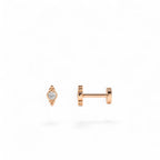 14K Gold Bezel Diamond Flat Back Stud with Milgrain Detail - view 2