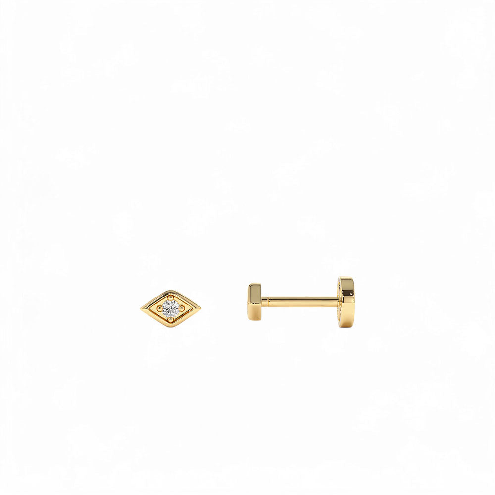 14K Gold Evil Eye Diamond Flat Back Stud by Orlina Fine