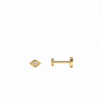 14K Gold Evil Eye Diamond Flat Back Stud by Orlina Fine