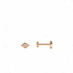 14K Gold Evil Eye Diamond Flat Back Stud - view 2