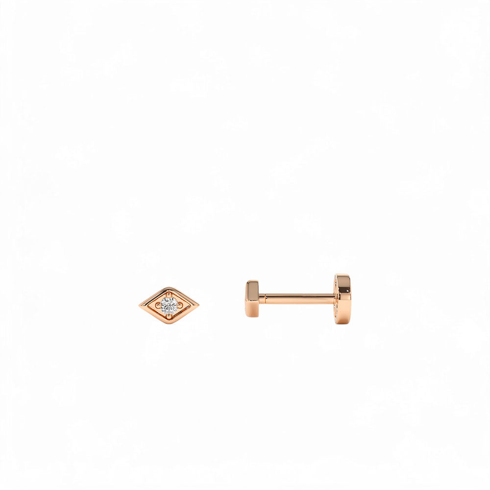 14K Gold Evil Eye Diamond Flat Back Stud - view 2