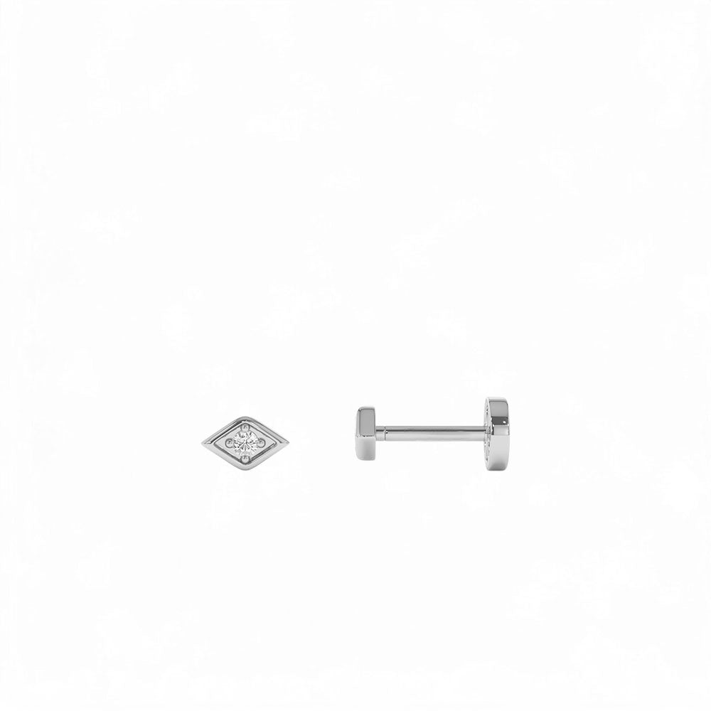 14K Gold Evil Eye Diamond Flat Back Stud - view 3